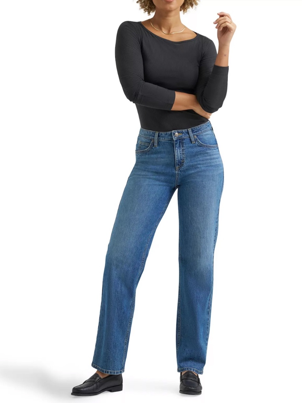 Lee Women's Straight Leg Jeans in Medium Blue Wash